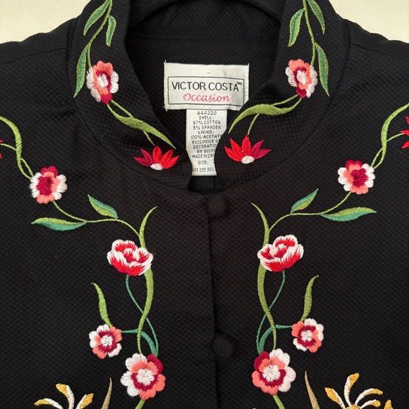 Victor Costa Occasion Floral Embroidered Coat Tunic Jacket Vintage, Size S - Picture 3 of 8